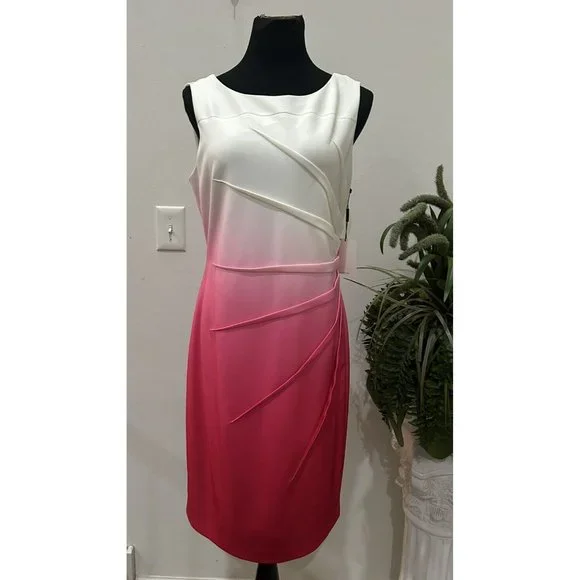 NWT Calvin Klein Pink Women s White Ombre Pink Shift Dress Size 12